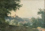 Landscape from the french painter Pierre-Henri de Valenciennes. View of the Palace of Nemi Pierre de Valenciennes